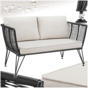 TecTake® Sofa Exterior Jardin Diseño Cuerda, Cojín Asiento…