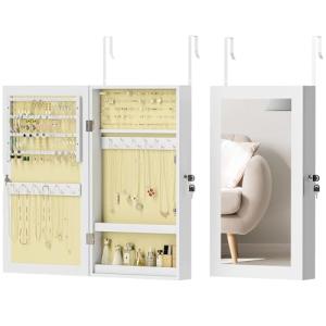 HOMCOM Espejo Joyero de Pared Armario para Joyas con Cerrad…