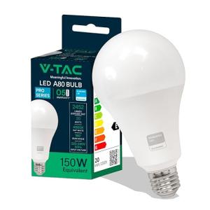 V-TAC Bombilla LED E27 - A80 - 20W (Equivalente a 150W) - 2…