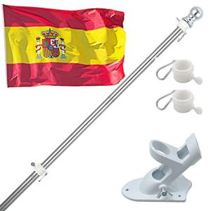 150cm Kit de Asta de Bandera de Aluminio con Soporte Asta d…