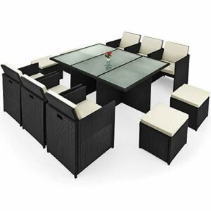 Casaria Conjunto de Muebles de Jardín Mesa y Sillas Cube Po…