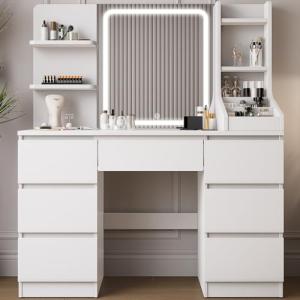 TRIUMPHKEY Tocador de Maquillaje con Espejo LED de 3 Tonos,…