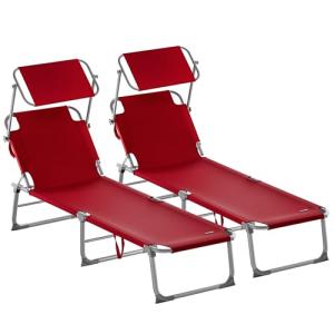 CASARIA® 2X Tumbonas con Parasol Jardín Playa Plegable Carg…