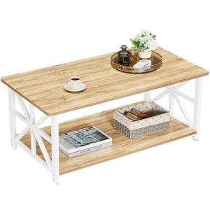 GreenForest Mesa de Centro con 2 Estantes, 100cm Mesa de Ca…