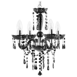 Lámpara araña de luces de 4 brazos de metal negro con crist…