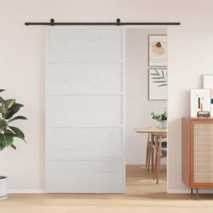Homgoday Puerta de Granero Madera Maciza Pino Blanca 100x20…
