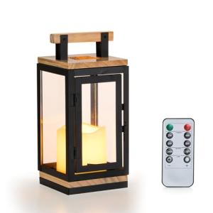 NUPTIO Linternas Madera Vela de Interior: LED Pilar de Vela…