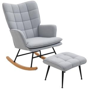 HOMCOM Silla Mecedora con Reposapiés, Sillón de Relax, con…