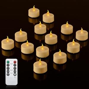cimetech 12 velas de té LED con temporizador, mando a dista…