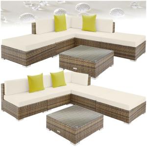 TecTake® Conjunto Jardín en Ratán y Aluminio con Cojines 10…