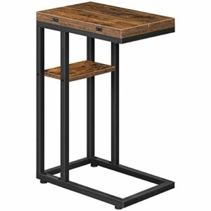 HOOBRO Mesa Auxiliar de Sofá en Forma de C Plegable, Mesa P…