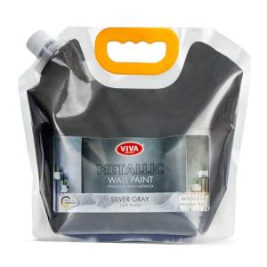 Viva Decor Pintura de pared metálica, 2,5 L, color gris pla…