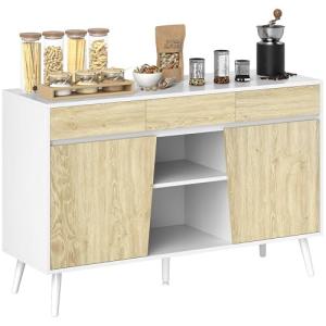 HOMCOM Aparador de 2 Puertas Aparador de Salón con 3 Cajone…