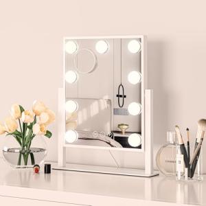 Dripex Espejo Maquillaje con Luz Mesa, 30x25 cm, 360 Grados…