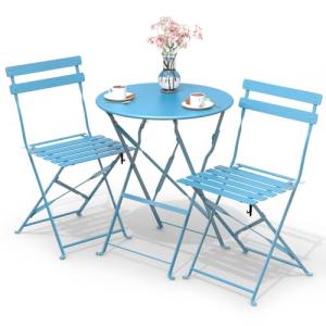 VOUNOT® Conjunto de Muebles de Jardín Plegable 3 Piezas, Se…
