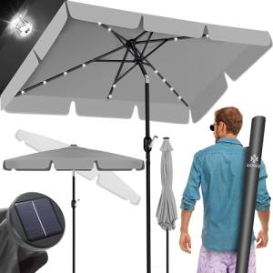 KESSER® Sombrilla Parasol LED Solar con Manivela Incluye Fu…
