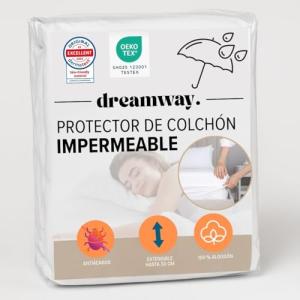 Dreamway Protector de colchón 160x200 cm – Alérgeno Imperme…
