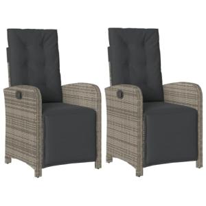 vidaXL Sillones reclinables jardín con reposapiés 2 uds rat…