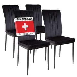 Albatros Silla de Comedor Modena, Set de 4 sillas, Negro, c…
