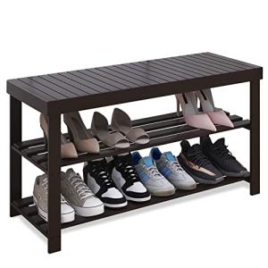 SMIBUY Banco de Zapatos de bambú Resistente, Organizador de…