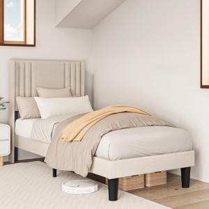 Bealife Cama tapizada 90x200 cm con cabecero Alto, somier d…