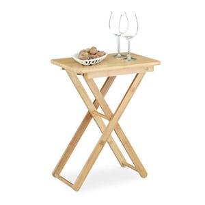 Relaxdays Folding Table Auxiliar, Madera de bambú, pequeña…