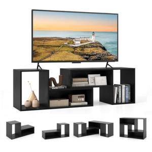 COSTWAY Mueble de TV de 2 Piezas, Mueble TV Moderno de hast…