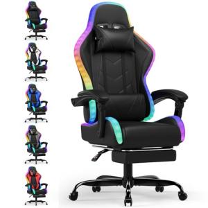Devoko Silla Gaming con Masajeador y LED, Silla de Oficina…