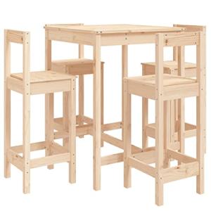 vidaXL Set de Mesa y taburetes Altos jardín 5 pzas Madera M…
