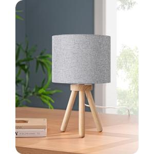 EDISHINE Lámpara de mesilla de noche de madera con trípode,…