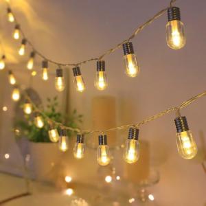 AGOTD Guirnalda de luces LED con batería, 20 luces decorati…
