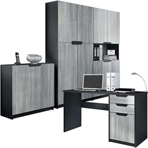 Vladon Conjunto de Muebles de Oficina Logan, Cuerpo en Negr…