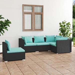 MOONAIRY Set de Muebles de jardín 5 pzas y Cojines, Muebles…