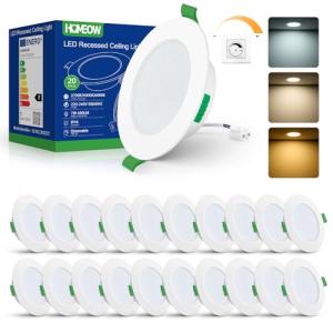 HOMEOW Pack 20 Downlight LED Techo Empotrable Regulable, 7W…