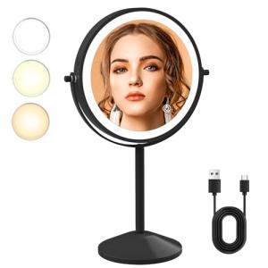 TUSHENGTU Rechargeable LED Makeup Vanity Mirror with 1x/10x…