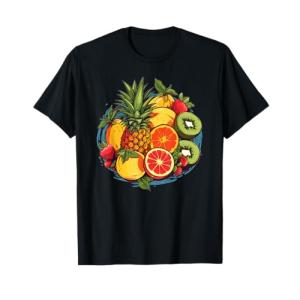 Colorido Piña Kiwi Naranja Fresa Frutero Bowl Camiseta