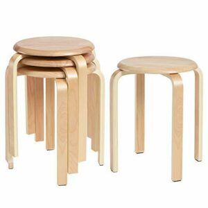 IBUYKE Juego de 4 taburetes Redondos de Madera, taburetes d…
