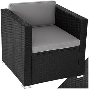 tectake® Sillón de Ratán y Acero con Reposabrazos, Mueble J…