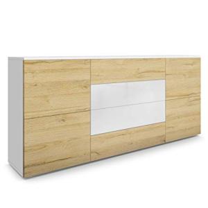 Vladon Cajonera Rova, Cómoda con 4 Puertas y 4 cajones, Bla…