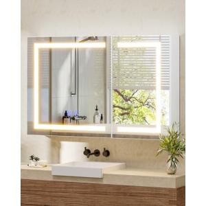 KIMENICH Armario con espejo para baño con iluminación, 2 pu…