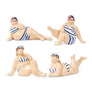 Sigris - Figura Decorativa x4 Bañistas Resina 10 cm