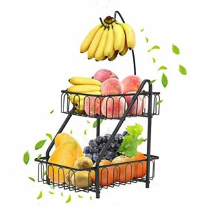 Bomclap Cesta de frutas de 2 niveles con soporte para pláta…