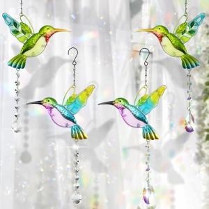 cersaty 4 atrapasueños de colibrí, 41 x 18 cm, cristales pa…