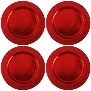 COM-FOUR® Platos bajos 4x en rojo - platillos como decoraci…