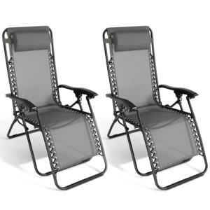 IDMarket – Juego de 2 sillas de jardín reclinables Relax Gr…