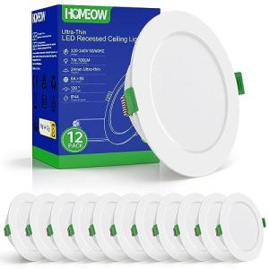 HOMEOW 12 Pack Downlight LED Techo Empotrable 7W, 230V IP44…