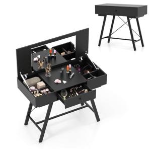 GIANTEX Tocador 2 en 1 con Espejo Abatible, Mesa de Maquill…