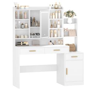 Hzuaneri Tocador de Maquillaje con Espejo, Luz LED de Brill…