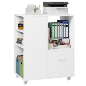 HOCSOK Archivador móvil con estantes abiertos y cajones, ar…