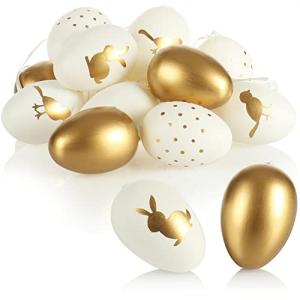com-four® 16x Huevos de Pascua con Estampado Blanco/Dorado…